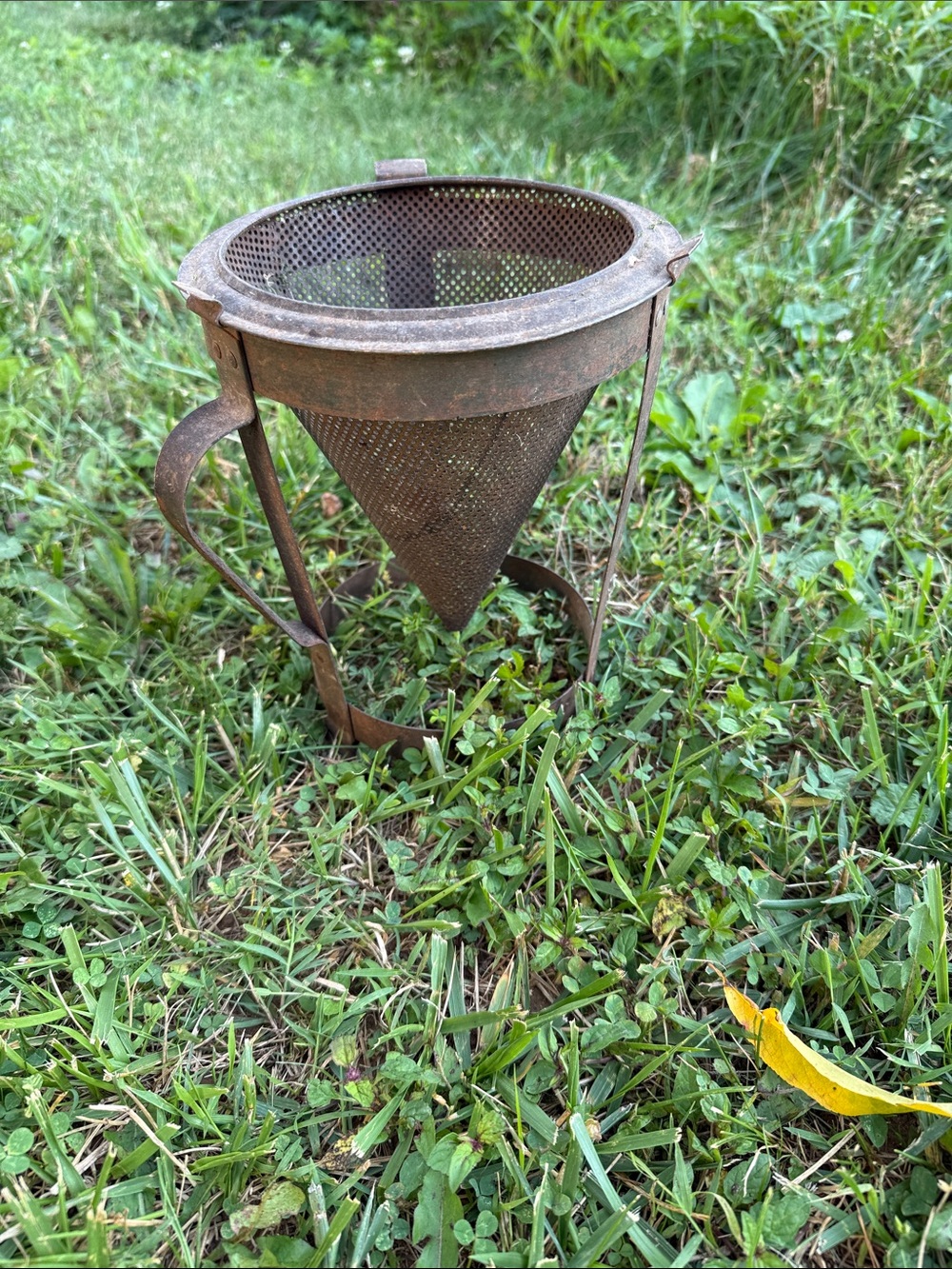Vintage Brown Metal Cone Strainer by Vintage
